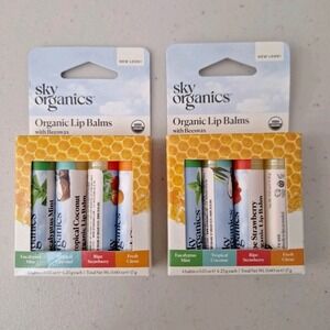 Two Packs Of Sky Organics Lip Balms w/ Beeswax 4-pack Certified USDA Organic